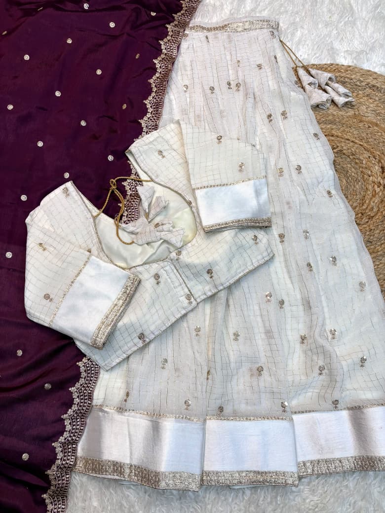 Pure Viscose Georgette Half Saree Set with Sequin Work