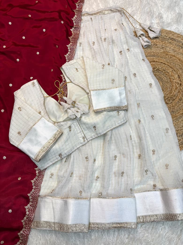 Pure Viscose Georgette Half Saree Set with Sequin Work