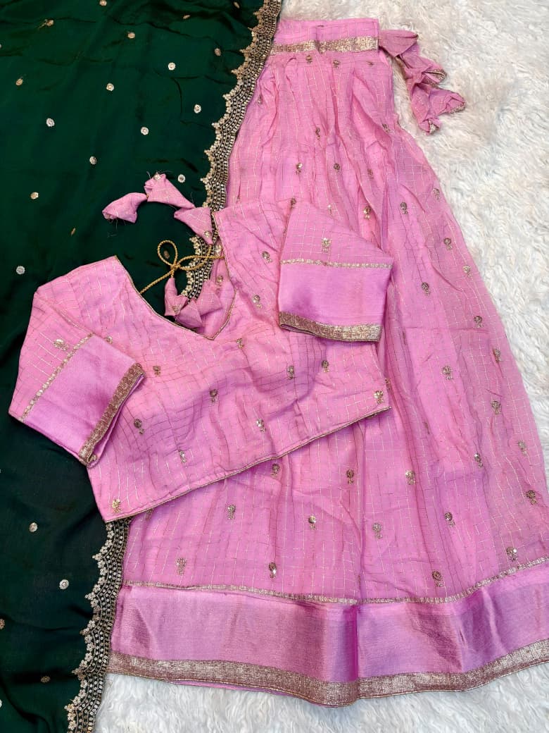 Pure Viscose Georgette Half Saree Set with Sequin Work
