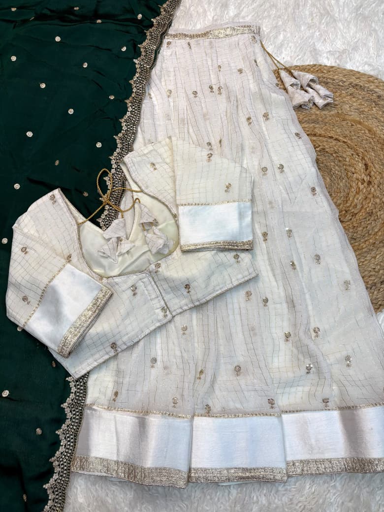 Pure Viscose Georgette Half Saree Set with Sequin Work
