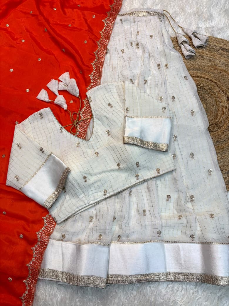 Pure Viscose Georgette Half Saree Set with Sequin Work
