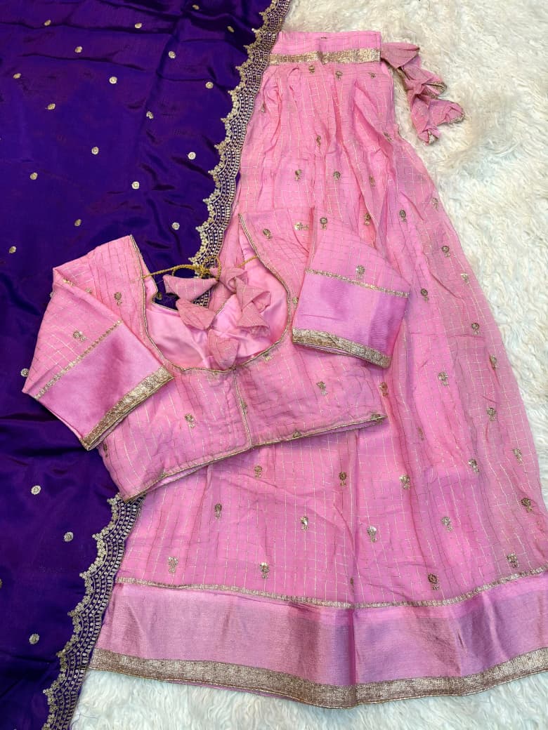 Pure Viscose Georgette Half Saree Set with Sequin Work