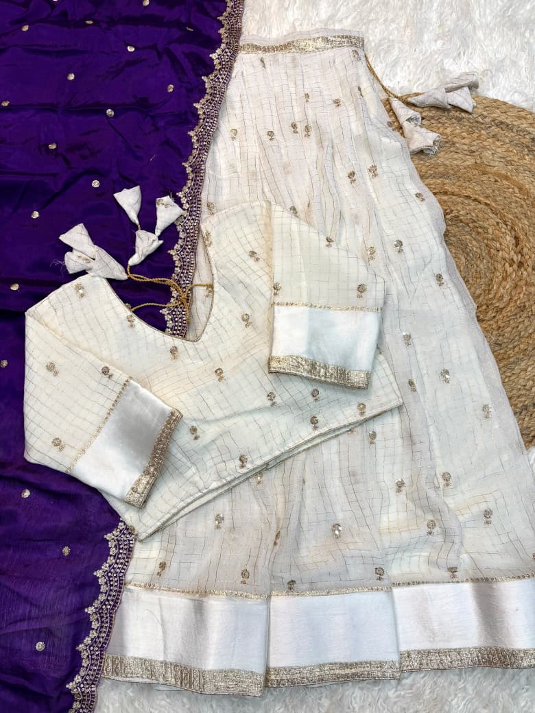 Pure Viscose Georgette Half Saree Set with Sequin Work