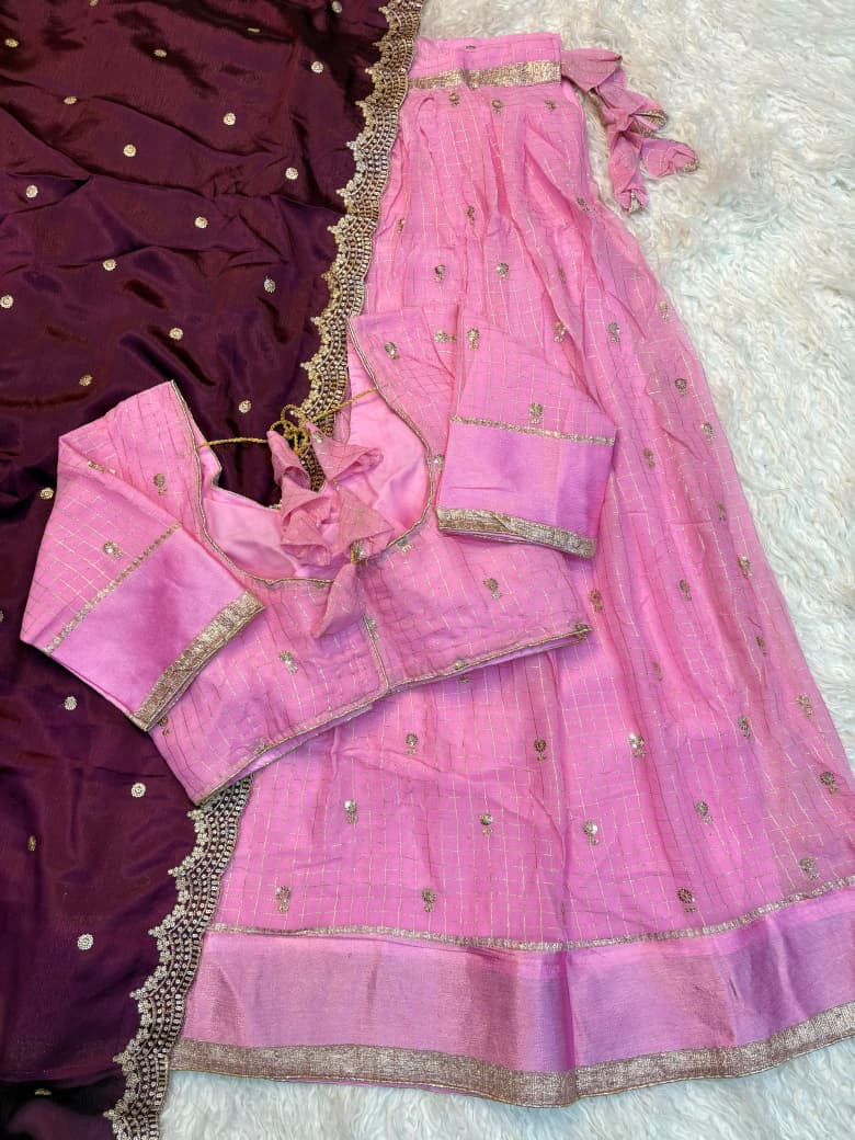 Pure Viscose Georgette Half Saree Set with Sequin Work