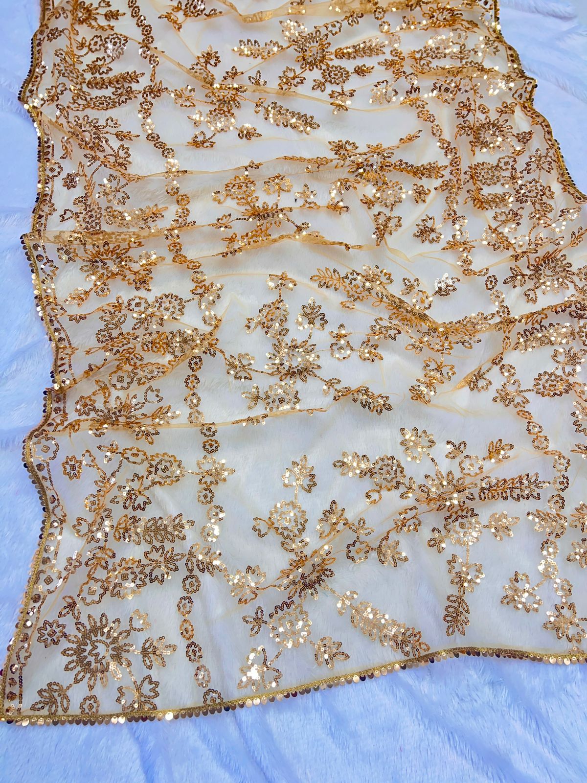 Heavy Nylon Butterfly Net Saree with Multi & Sequence Work and Lace Border