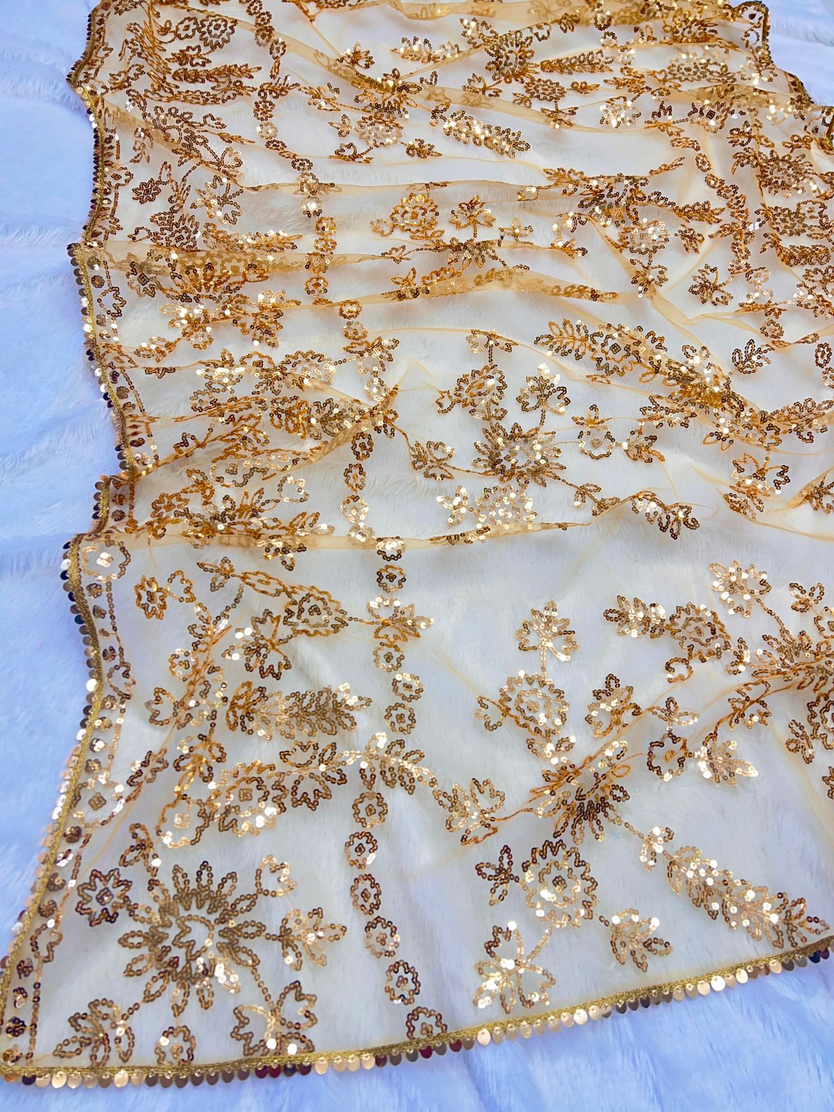 Heavy Nylon Butterfly Net Saree with Multi & Sequence Work and Lace Border