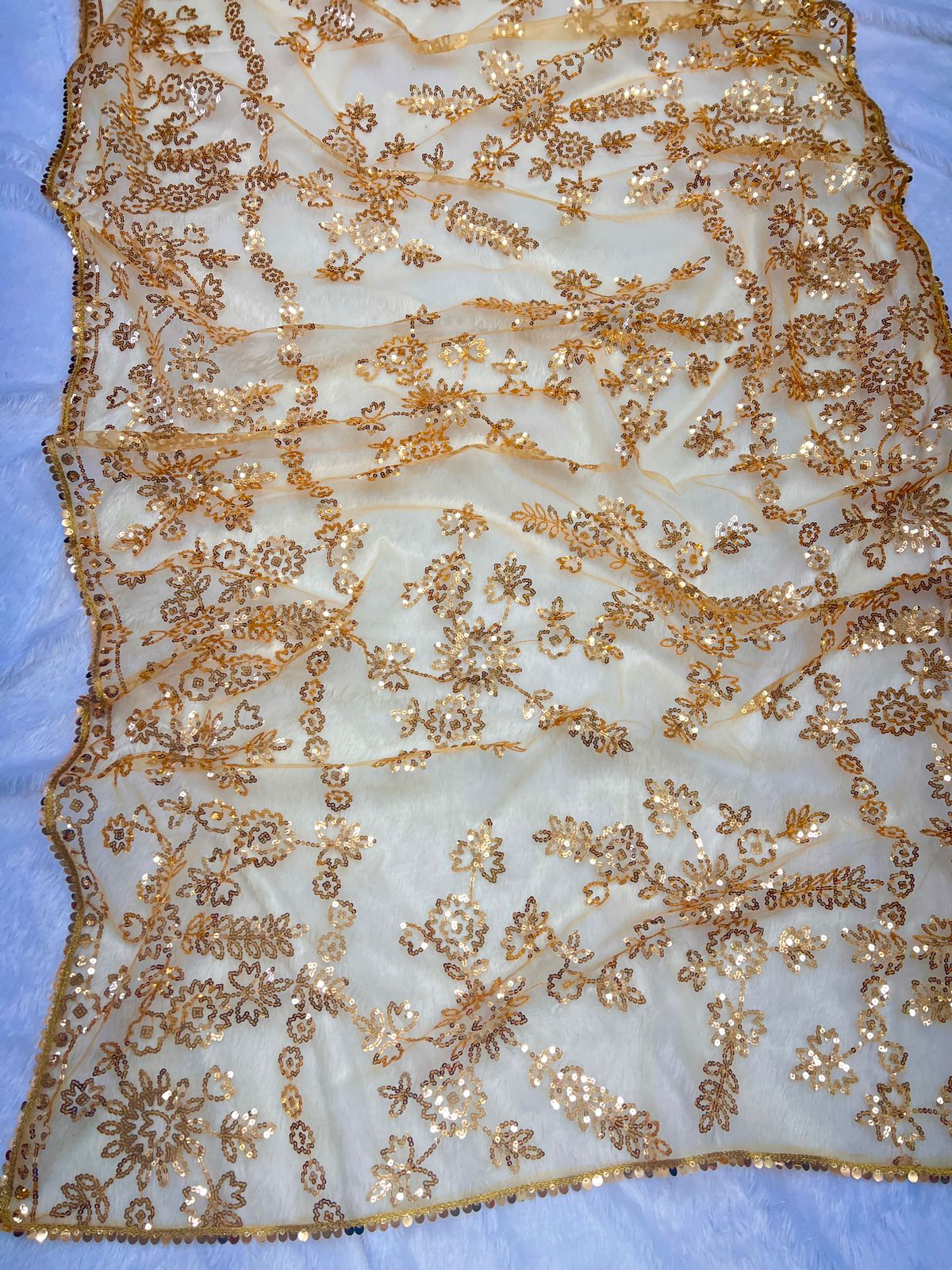 Heavy Nylon Butterfly Net Saree with Multi & Sequence Work and Lace Border