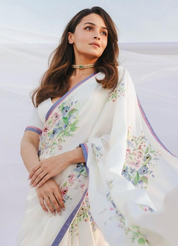 Premium Devsena Japan Satin Digital Print Saree