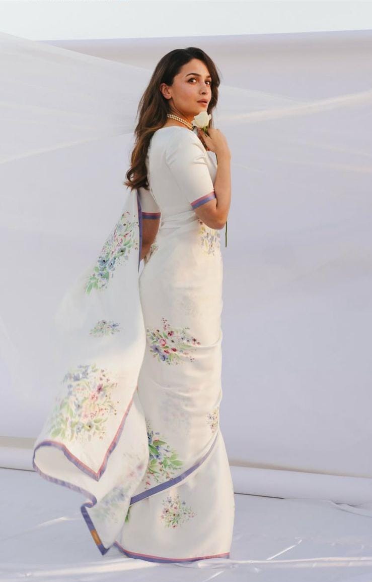 Premium Devsena Japan Satin Digital Print Saree