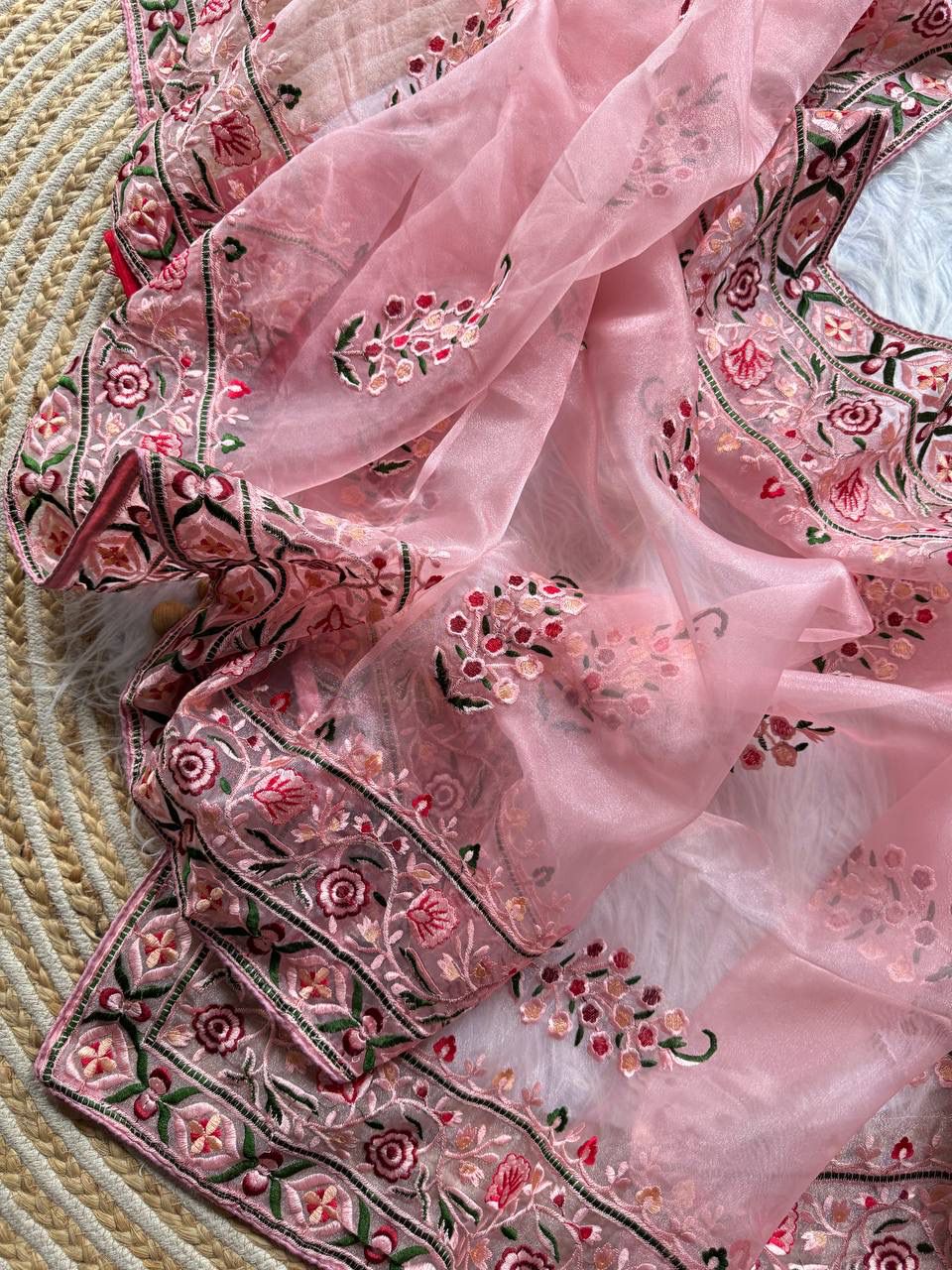 Elegant Organza Embroidery Saree