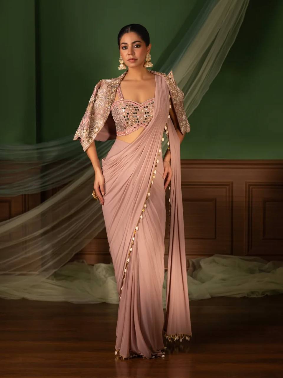 Premium Ready-to-Wear Saree with Jacket Set