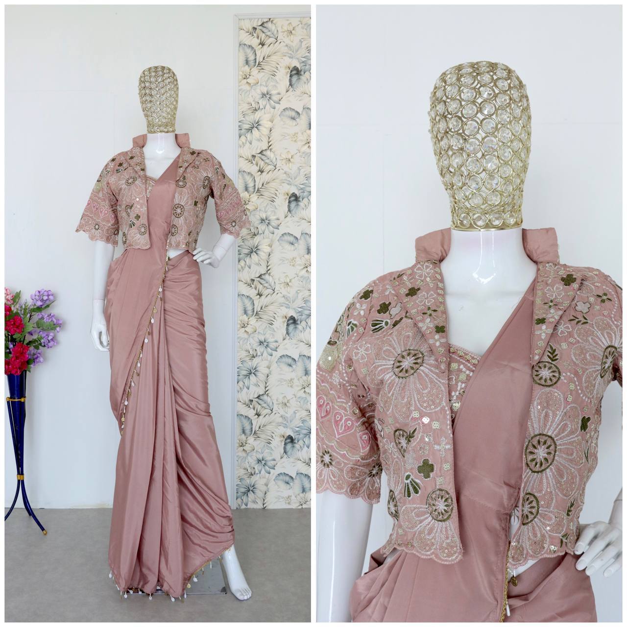 Premium Ready-to-Wear Saree with Jacket Set