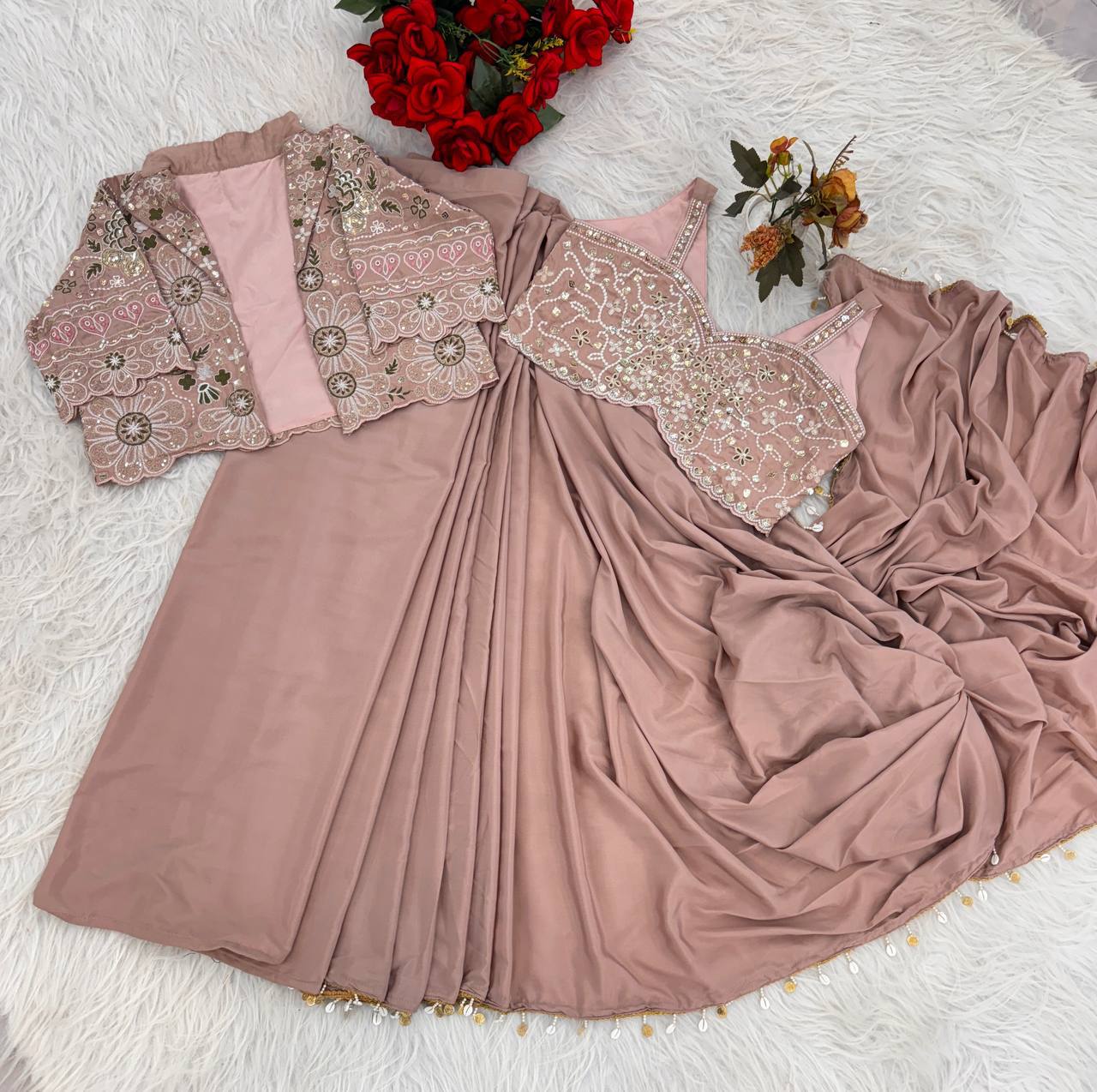 Premium Ready-to-Wear Saree with Jacket Set