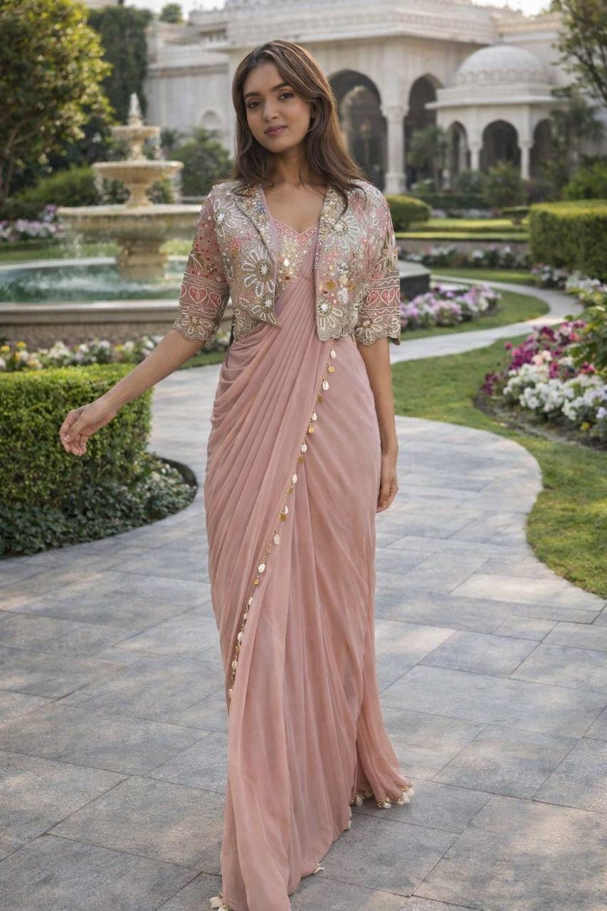 Premium Ready-to-Wear Saree with Jacket Set