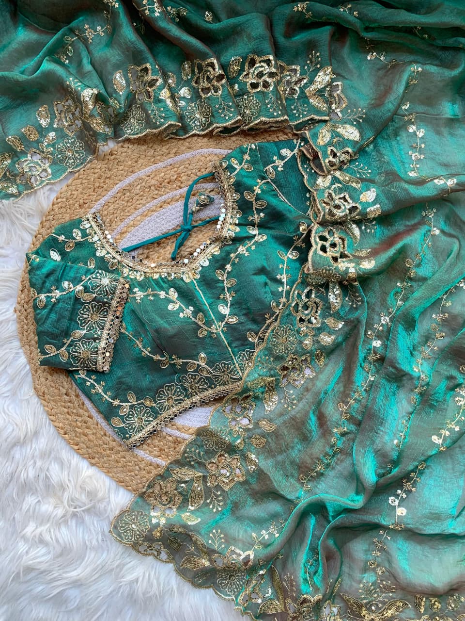 Fresh New Arrival – Elegant Embroidered Chiffon Saree