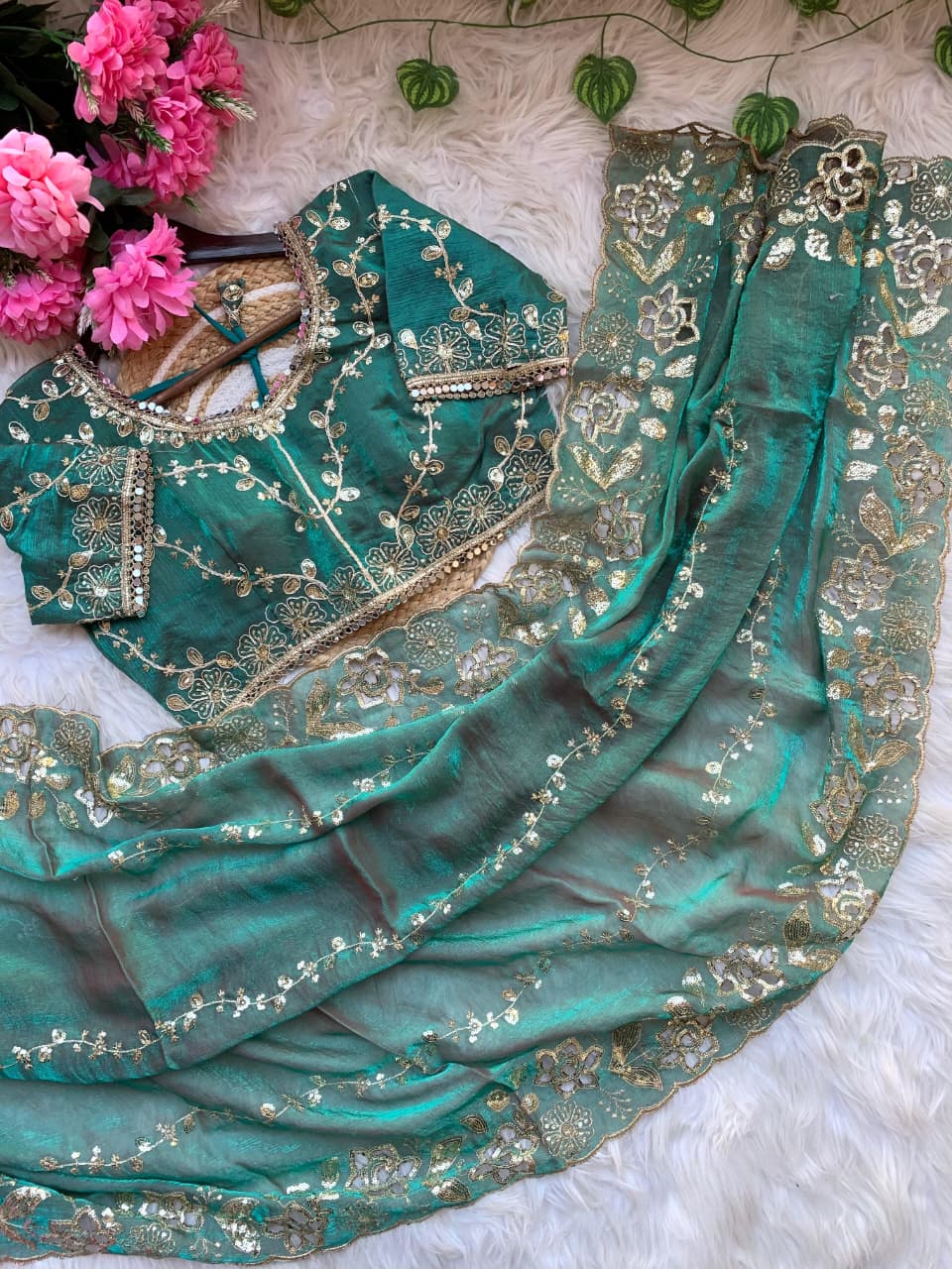 Fresh New Arrival – Elegant Embroidered Chiffon Saree